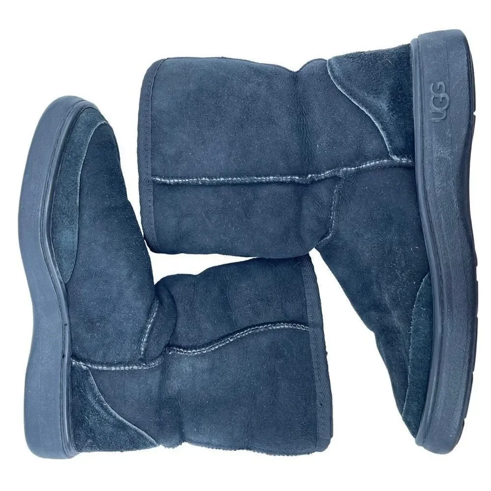 UGG Australia Womens Boots Suede Sheepskin Lined Mid Calf Leather Black M8-L9